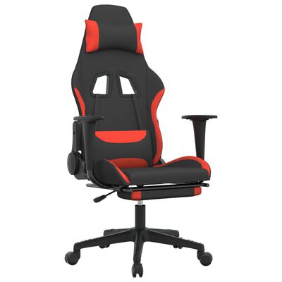 vidaXL Žaidimų kėdė su pakoja, juodos ir raudonos spalvos, audinys