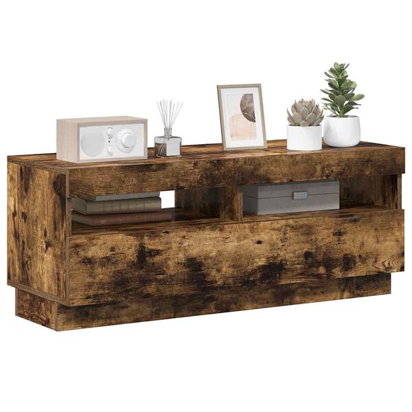 vidaXL Televizoriaus spintelė su LED, dūminio ąžuolo, 100x35x40cm