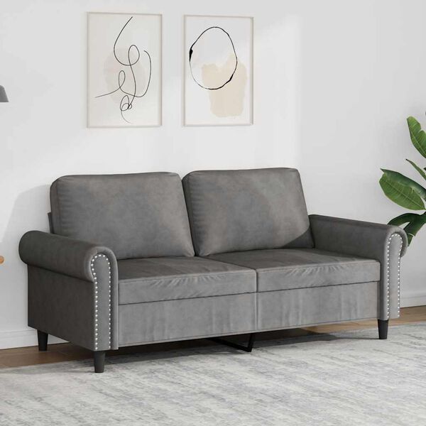 vidaXL Trivietė sofa, tamsiai pilkos spalvos, 180cm, aksomas