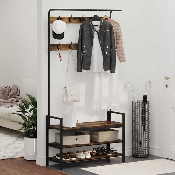 vidaXL Paltas Rūkyta ąžuolas 95 x 34 x 184 cm Apdirbta mediena