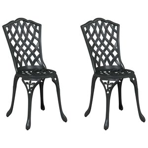 vidaXL Sodo Kėdė 2 pcs Juoda 39 x 40 x 87cm Aliuminis