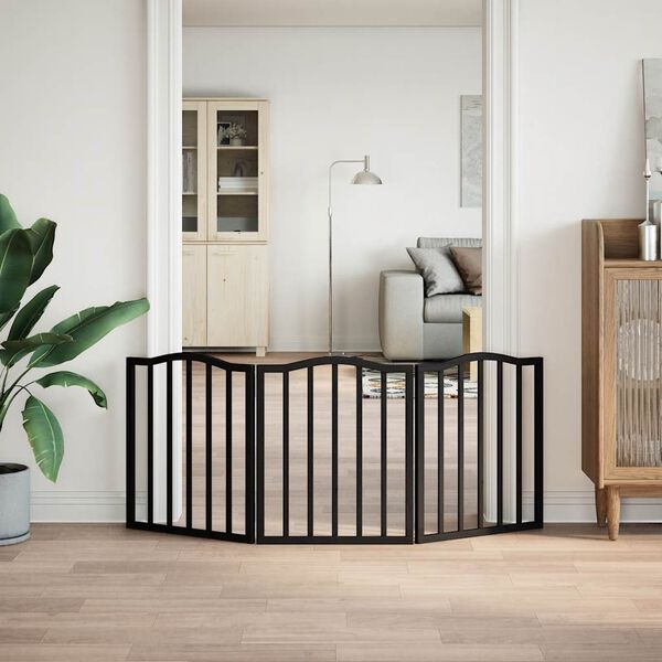 vidaXL Varteliai šunims, 3 segmentai, juodi, 150cm, tuopos mediena