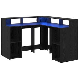 vidaXL Stalas Juodas ąžuolas Apdirbta mediena 130 x 130 x 91 cm