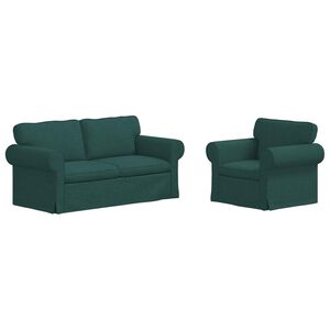 vidaXL Sofos komplektas 2 pcs Tamsiai žalia 175 x 82 x 80 cm audinys