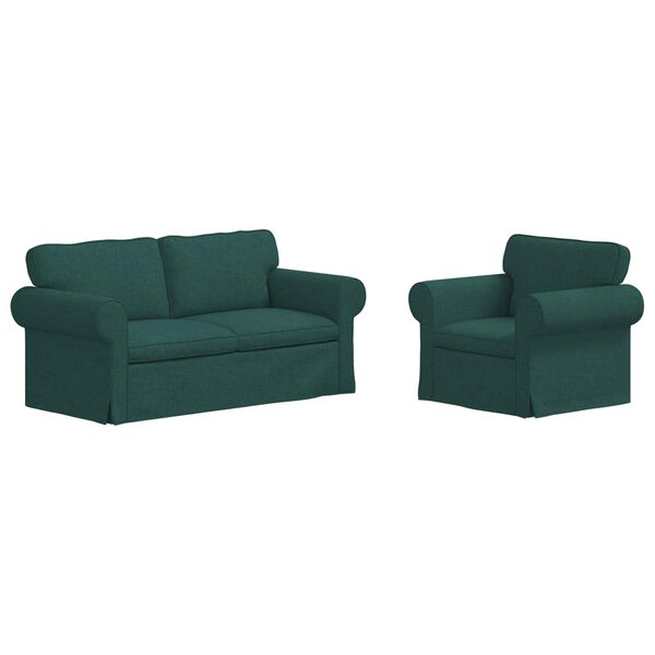 vidaXL Sofa 2 pcs Tamsiai žalia 175 x 82 x 80 cm audinys