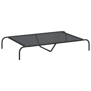 vidaXL paauk&scaron;tinta lova &scaron;uniui juoda 130x80x20 cm tekstilės ir plieno