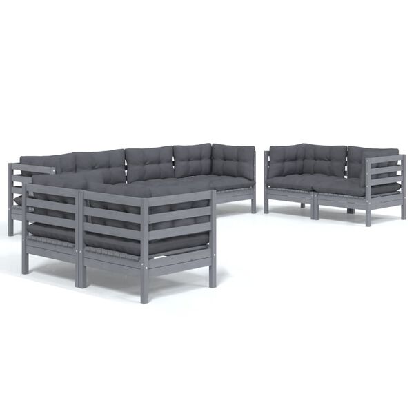 vidaXL Sodo komplektas su pagalvėlėmis, 8 dalių, pušies masyvas