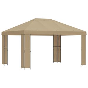 vidaXL Pavėsinė 4 &times; 3 m Smėlio Poliesteris ir plienas 190 gsm
