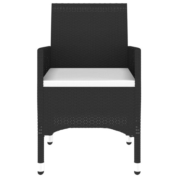 vidaXL Bistro komplektas, 3 dalių, juodas, poliratanas ir stiklas