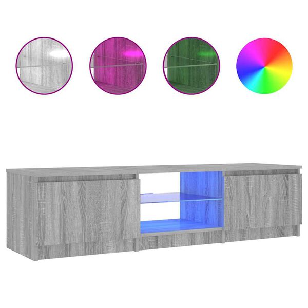 vidaXL Televizoriaus spintelė su LED, pilka ąžuolo, 140x40x36cm