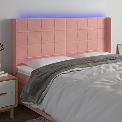 vidaXL Galvūgalis su LED, rožinės spalvos, 183x16x118/128cm, aksomas