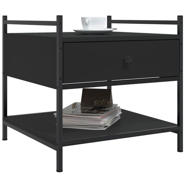 vidaXL Kavos staliukas, juodas, 50x50x50cm, apdirbta mediena