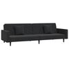 vidaXL Dvivietė sofa-lova su dvejomis pagalvėmis, juoda, aksomas