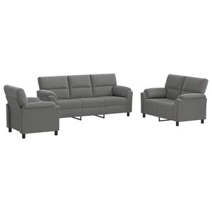 vidaXL Sofos komplektas 3 pcs Tamsiai pilka Aksomas