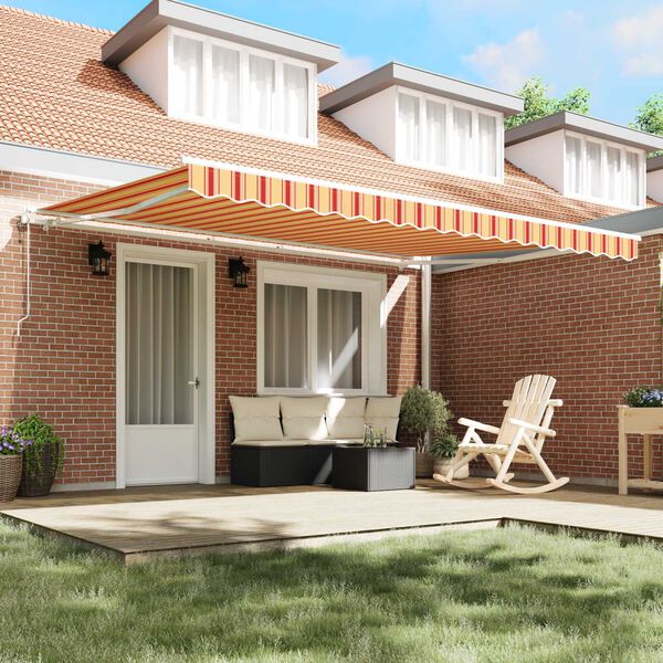 vidaXL I&scaron;traukiama markizė Geltona ir Oranžinė 450 &times; 350 cm audinys