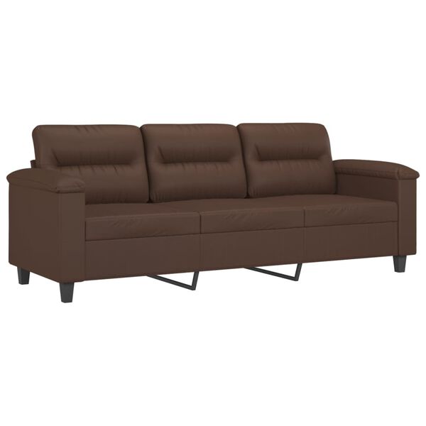 vidaXL Trivietė sofa, rudos spalvos, 180cm, dirbtinė oda