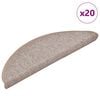vidaXL Laiptų kilimėliai, 20 vnt., 56x17x3 cm, &scaron;viesiai rudi, pusapvaliai