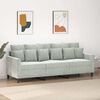 vidaXL Trivietė sofa, &scaron;viesiai pilkos spalvos, 180cm, aksomas