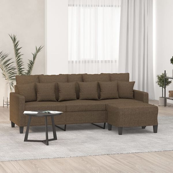 vidaXL Trivietė sofa su pakoja, rudos spalvos, 180cm, audinys