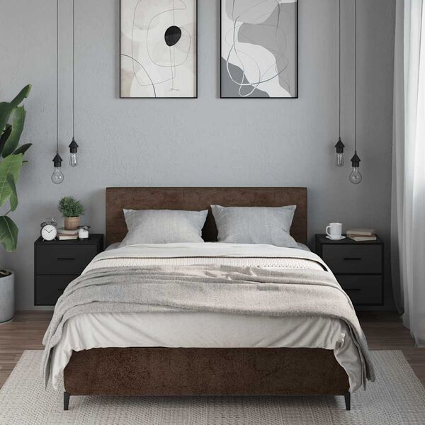 vidaXL Sieninės naktinės spintelės, 2vnt., juodos, 40x31x39,5cm