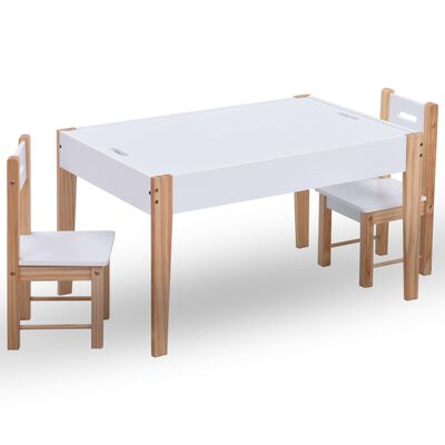 vidaXL Vaikiškas stalo ir kėdžių komplektas, juodas ir baltas, 3 dalių