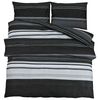 vidaXL 2 vnt. 200 x 200 cm + 60 x 70 cm 100% Cotton Black Stripes