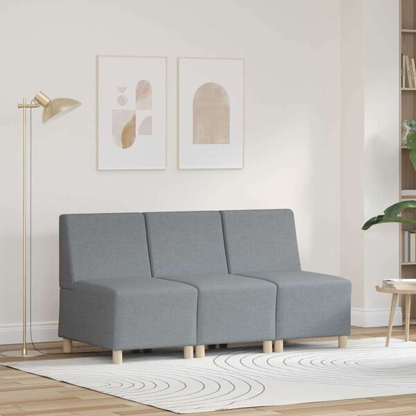 vidaXL Modulinis sofa vienetas be rankų 3 pcs &Scaron;viesiai pilka