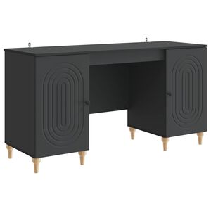 vidaXL Stalas su lentyna Juoda 142,5 x 50 x 75 cm Apdirbta mediena