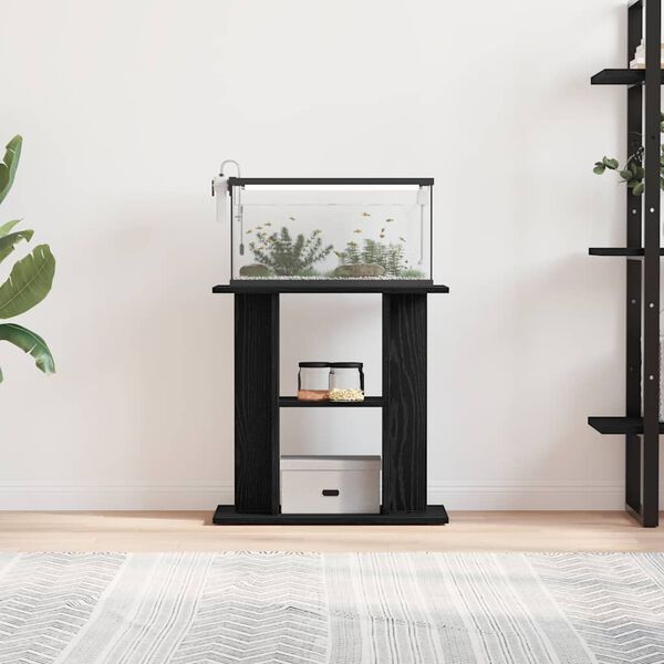 vidaXL Akvariumo stovas, juodo ąžuolo, 60x30x60cm, inžinerinė mediena