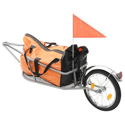 vidaXL Dviračio priekaba su krepšiu, oranžinės ir juodos spalvos