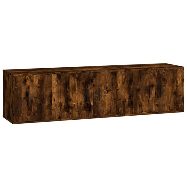 vidaXL TV spintelių komplektas, 3 dalių, dūminio ąžuolo, mediena