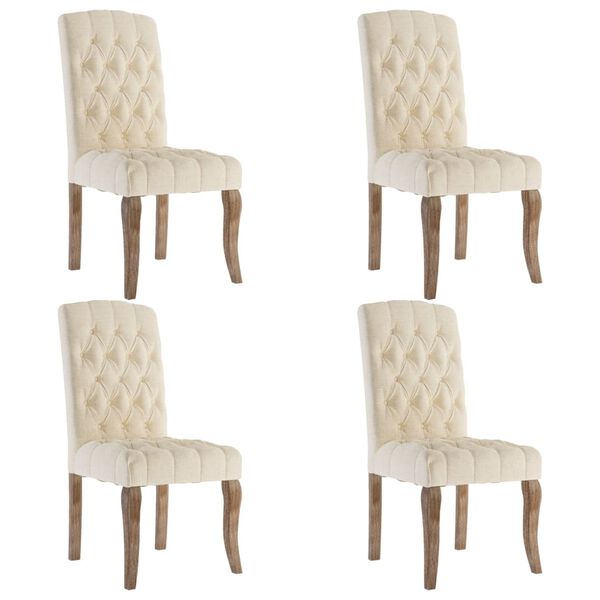 vidaXL Valgomojo kėdės, 4vnt., smėlio spalvos, lino išvaizdos audinys