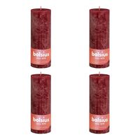 Bolsius Žvakės Shine, 4vnt., raudonos, 190x68mm, cilindro formos