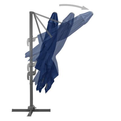 vidaXL Gembės formos skėtis su aliuminio stulpu, mėlynos spalvos, 3x3m