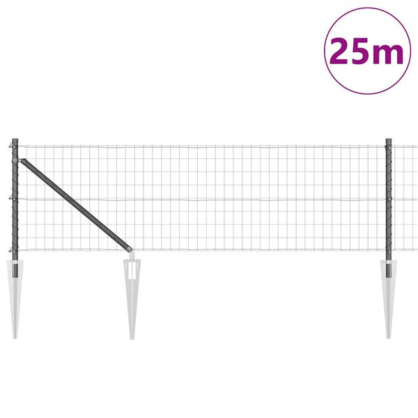 vidaXL Tvora su stulpais Pilka 0,8 x 25 m Plienas ir PVC