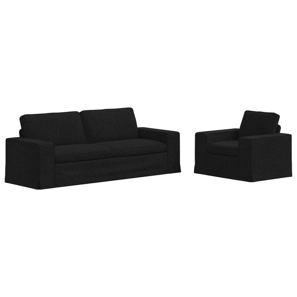 vidaXL Sofa 2 pcs Juoda 182 x 80 x 82 cm audinys