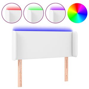 vidaXL Galvūgalis su LED, baltos spalvos, 93x16x78/88cm, dirbtinė oda