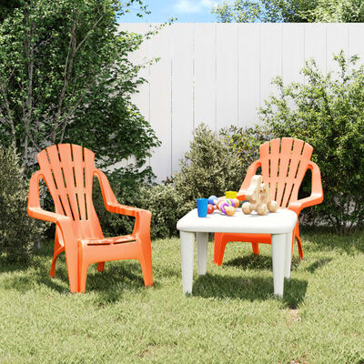 vidaXL Vaikiškos sodo kėdės, 2vnt., oranžinės, 37x34x44cm, PP