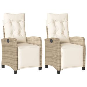 vidaXL Atlošiamos sodo kėdės su pakojomis, 2vnt., smėlio, poliratanas
