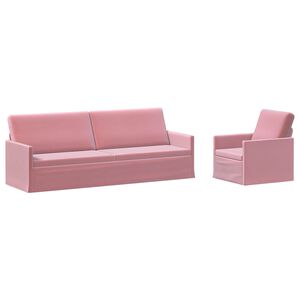 vidaXL Sofos komplektas 2 pcs Rožinė Aksomas