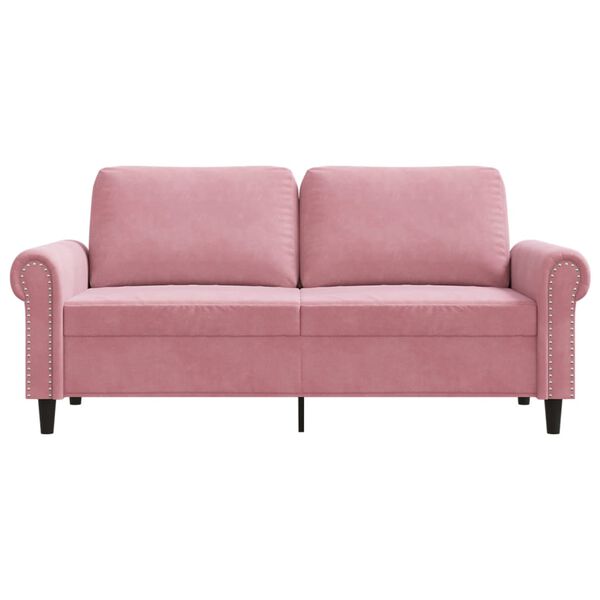 vidaXL Dvivietė sofa, rožinės spalvos, 140cm, aksomas
