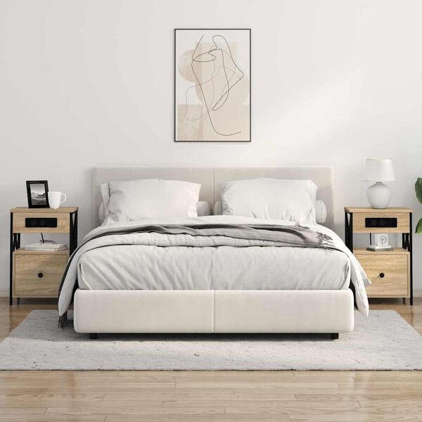 vidaXL &Scaron;alia lovos spintelė su stalčių Sonoma ąžuolas 40 x 31 x 60 cm