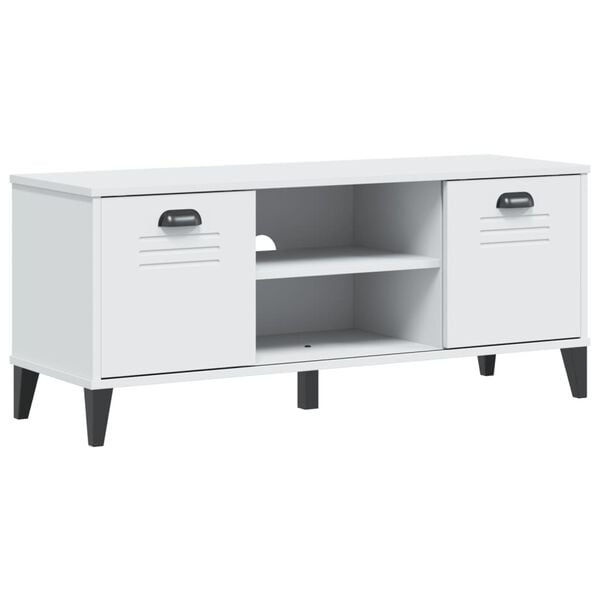 vidaXL Batų suoliukas VIKEN, baltas, 106x35x45cm, pušies masyvas