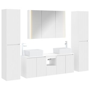 vidaXL Vonios baldų rinkinys 6 pcs Balta Apdirbta mediena ir stiklas