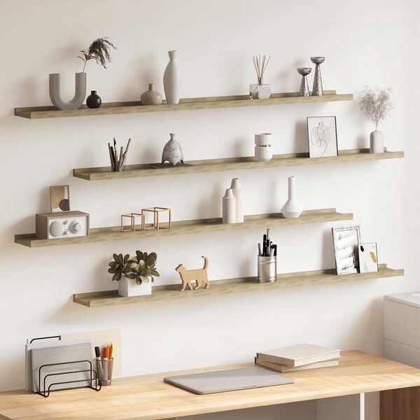 vidaXL Sieninės lentynos, 4vnt., sonoma ąžuolo spalvos, 115x9x3cm