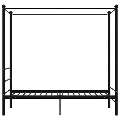 vidaXL Lovos rėmas su baldakimu, juodos spalvos, 100x200cm, metalas