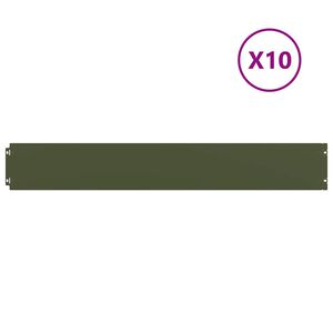 vidaXL vejos apvadai 10 vnt Olive Green &scaron;altai valcuotas plienas
