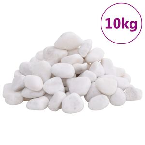 vidaXL Poliruoti akmenukai, baltos spalvos, 10kg, 2–5cm