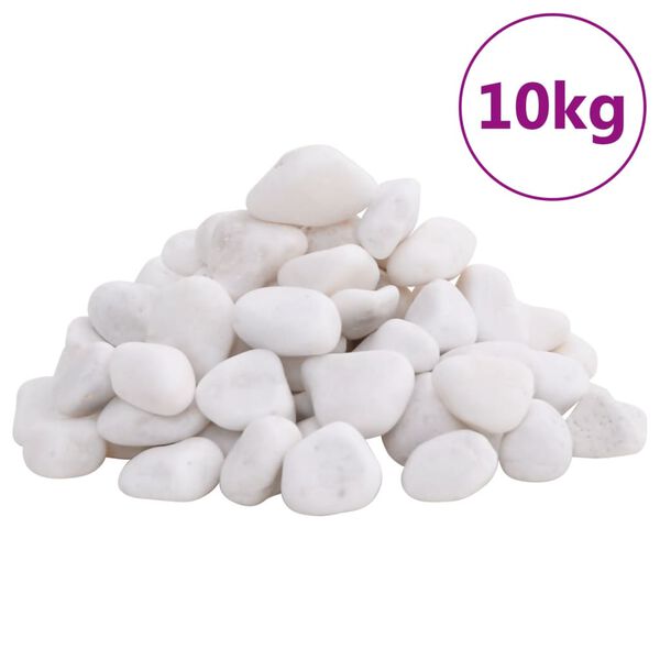vidaXL Poliruoti akmenukai, baltos spalvos, 10kg, 2–5cm