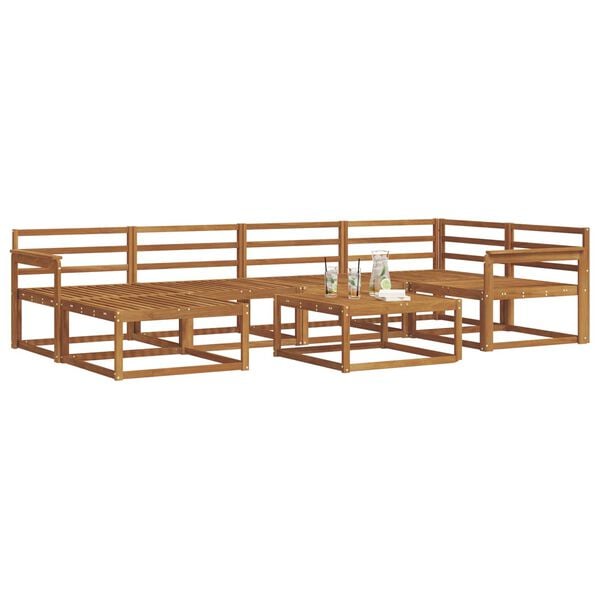 vidaXL Lauko sofos komplektas 7 pcs Natūrali Kietos akacijos mediena